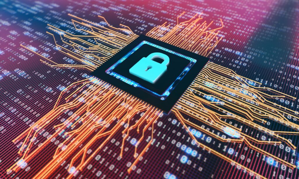 Tendências de Investimentos para 2025: Onde Alocar Seu Dinheiro? Imagem representativa da nova era das tecnologias emergentes, destacando segurança digital com um símbolo de bloqueio em meio a circuitos eletrônicos e dados. Chave para inovação. Tendências de Investimentos para 2025: Onde Alocar Seu Dinheiro?